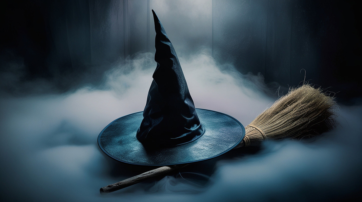 Καπέλο και σκούπα μάγισσες