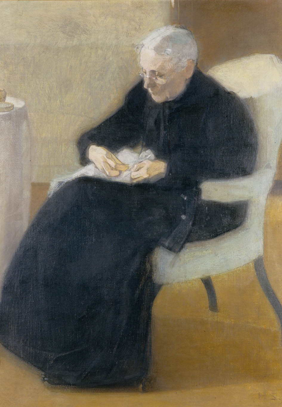 Helene Schjerfbeck (Finnish, Helsinki 1862–1946 Saltsjöbaden) / At Home (Mother Sewing) / 1903 Oil on canvas (86.5 × 62.3 cm)