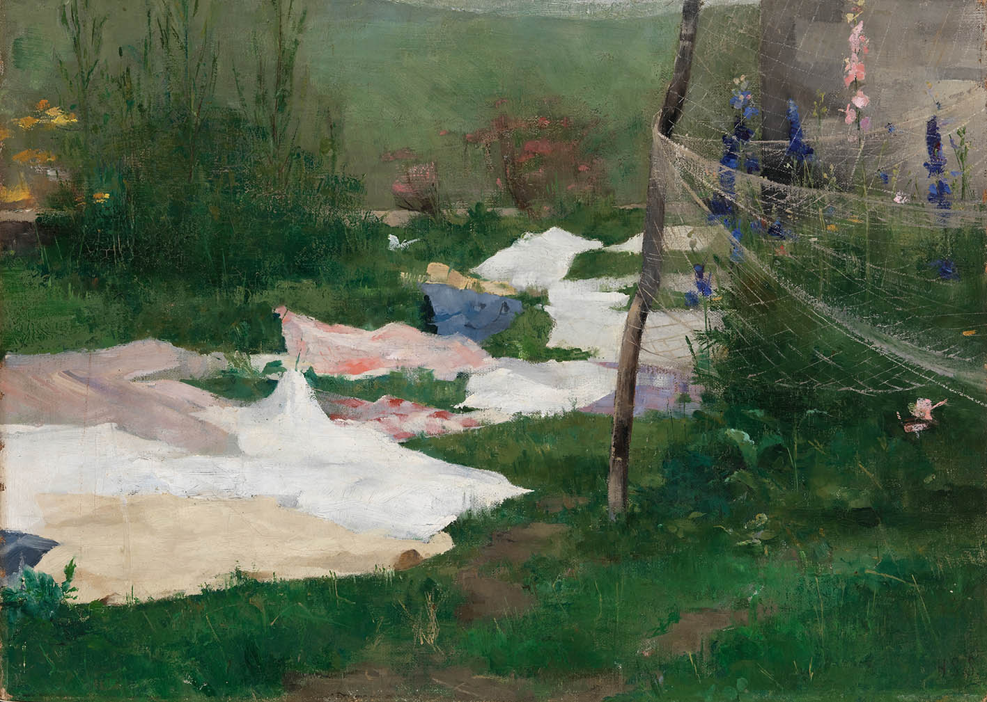 Helene Schjerfbeck (Finnish, Helsinki 1862–1946 Saltsjöbaden) / Clothes Drying 1883 Oil on canvas (39 × 54.5 cm) 