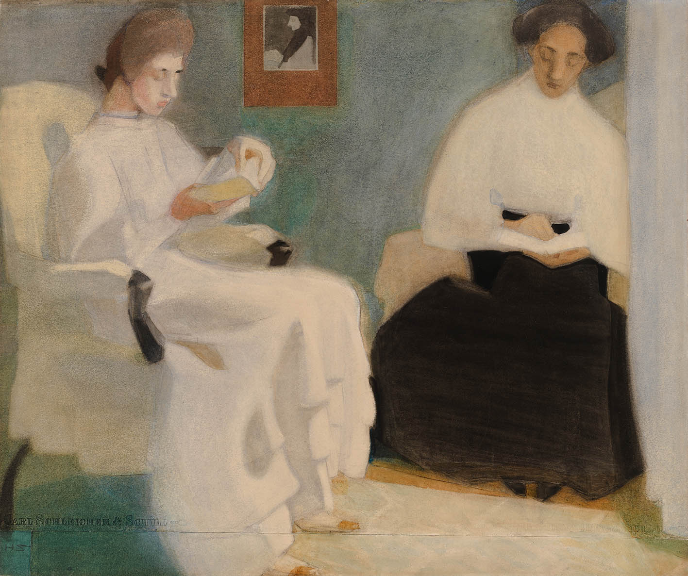 Helene Schjerfbeck (Finnish, Helsinki 1862–1946 Saltsjöbaden) / Girls Reading / 1907 / Watercolor, gouache, and pencil on paper (67 × 79 cm)