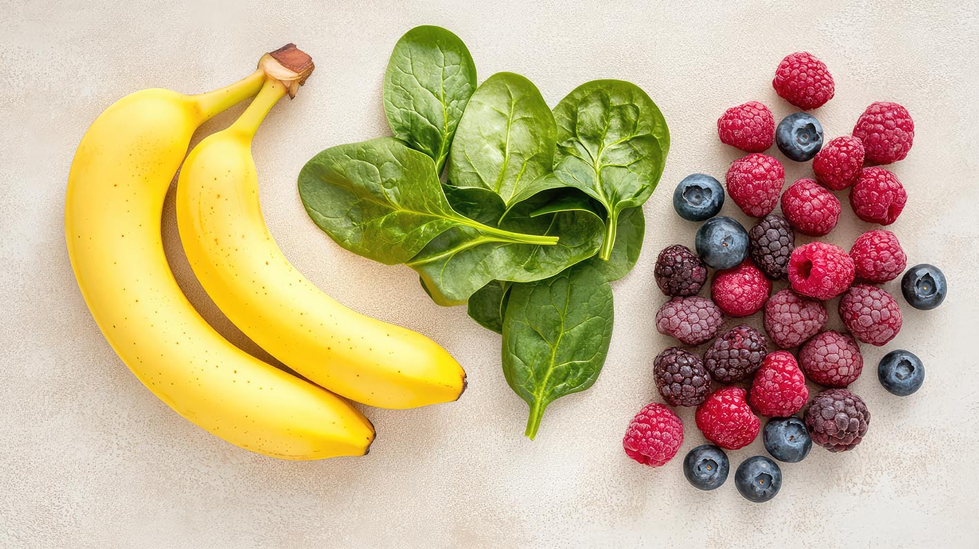 Μπανάνα Μούρα Σπανάκι