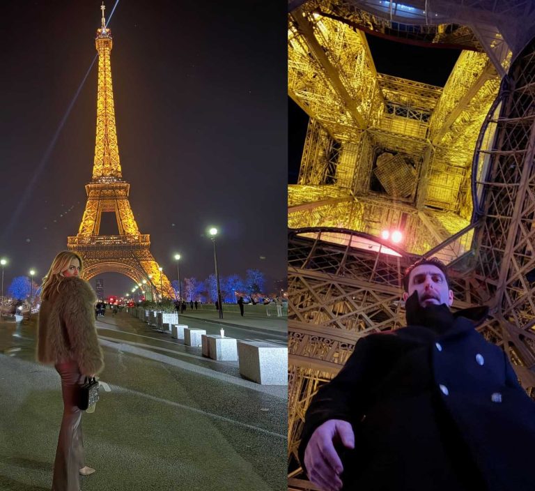 Ο Γιώργος Γεροντιδάκης και η Ντορέττα Παπαδημητρίου τα Χριστούγεννα στο Παρίσι.