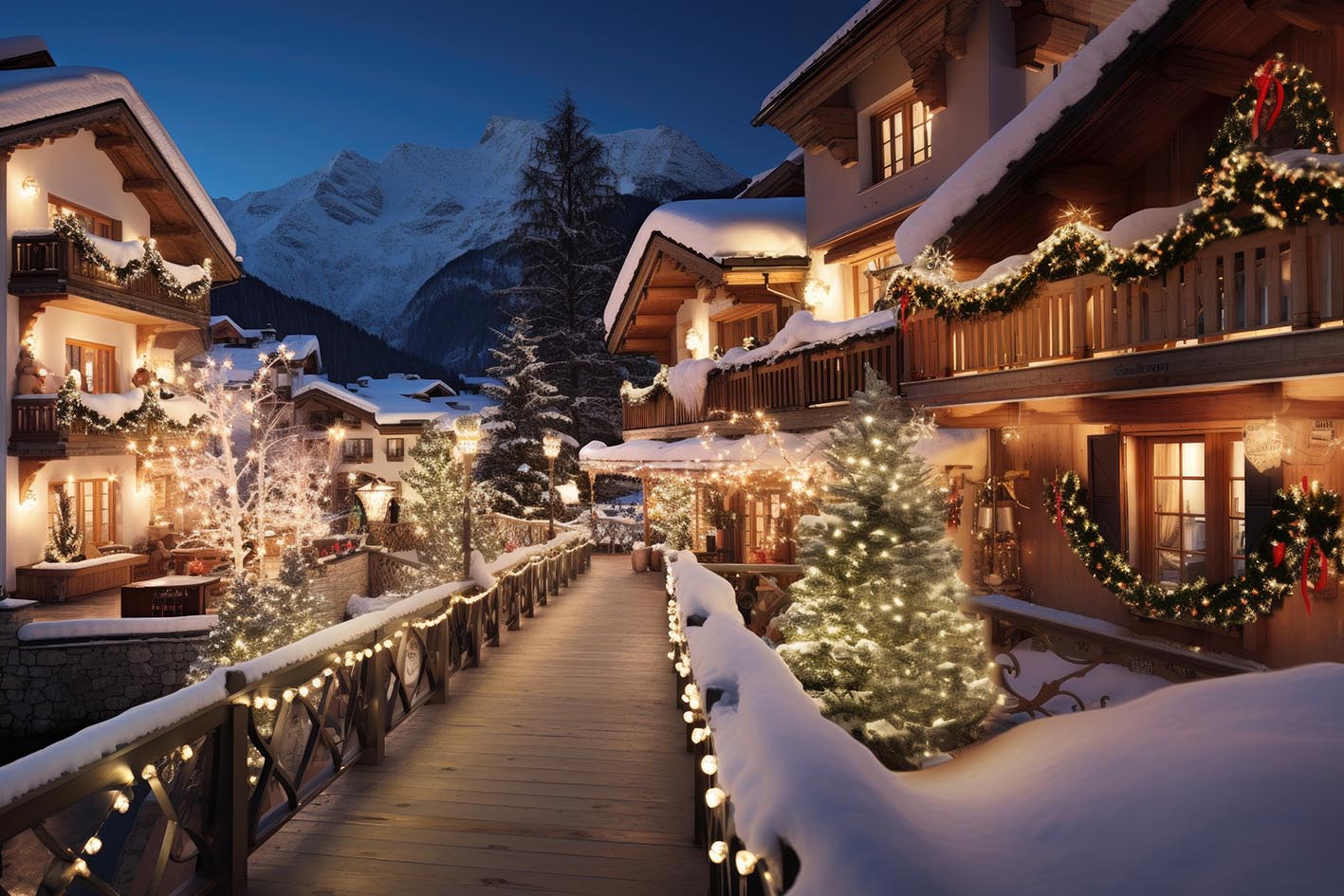 Πολυτελές θέρετρο σε χιονισμένο τοπίο τα Χριστούγεννα