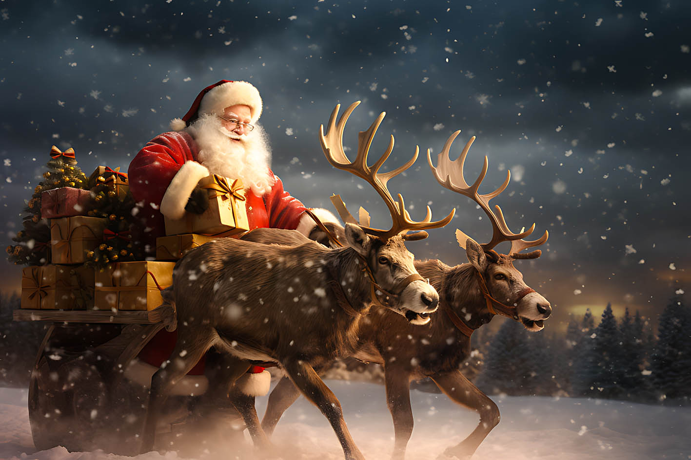 Ο Άγιος Βασίλης με τους ταράνδους τους