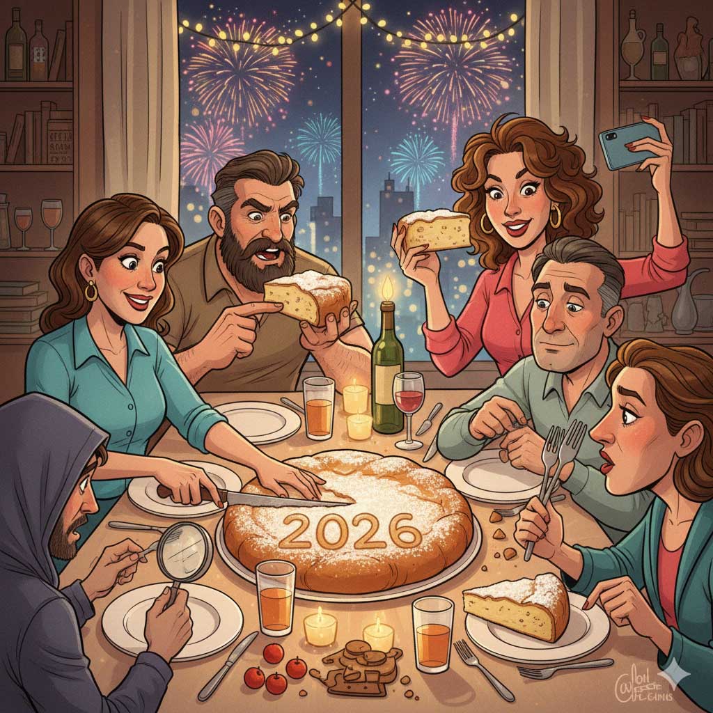 Βασιλόπιτα και άνθρωποι σε σκίτσο