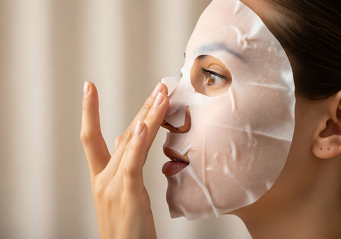 Γυναίκα βάζει μάσκα