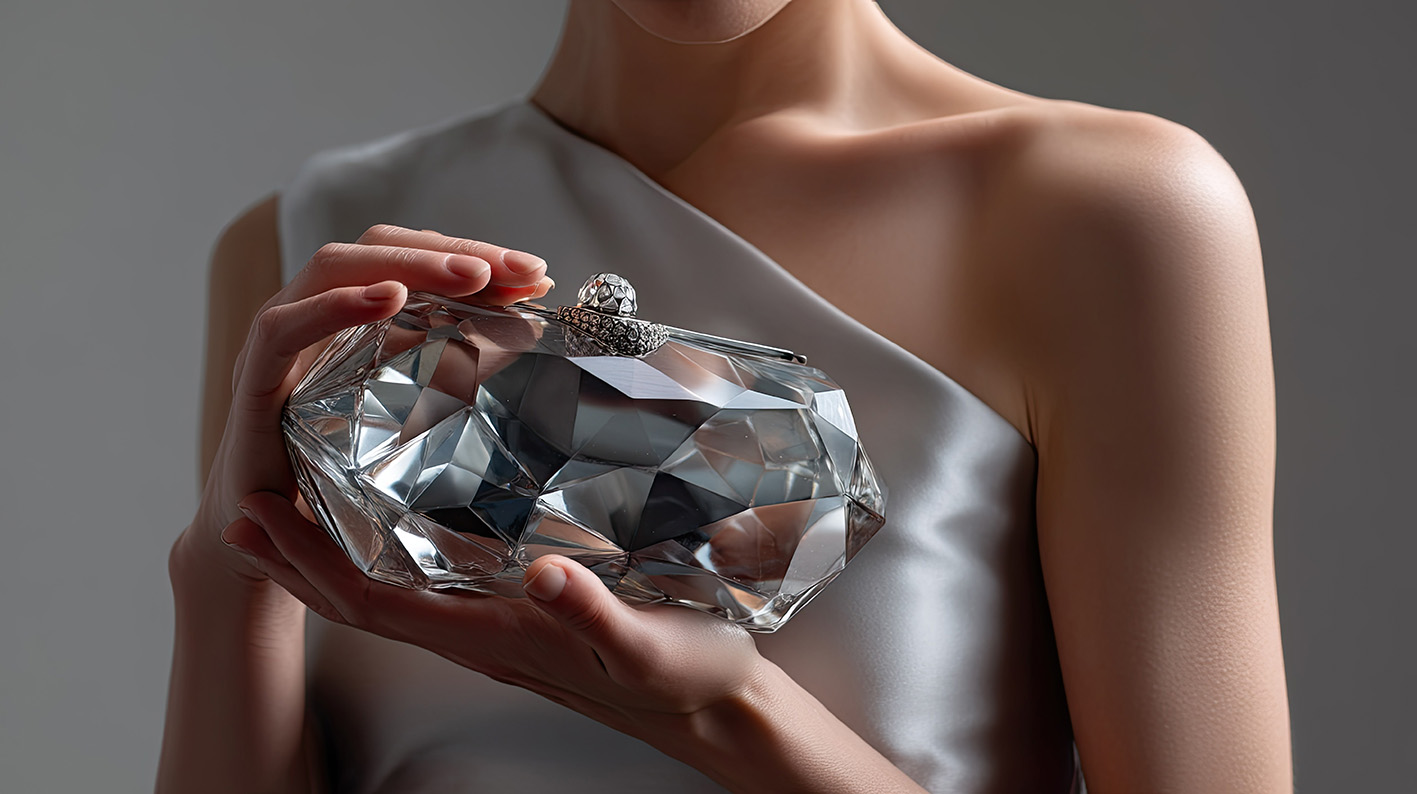 Γυναίκα με γυάλινο τσαντάκι