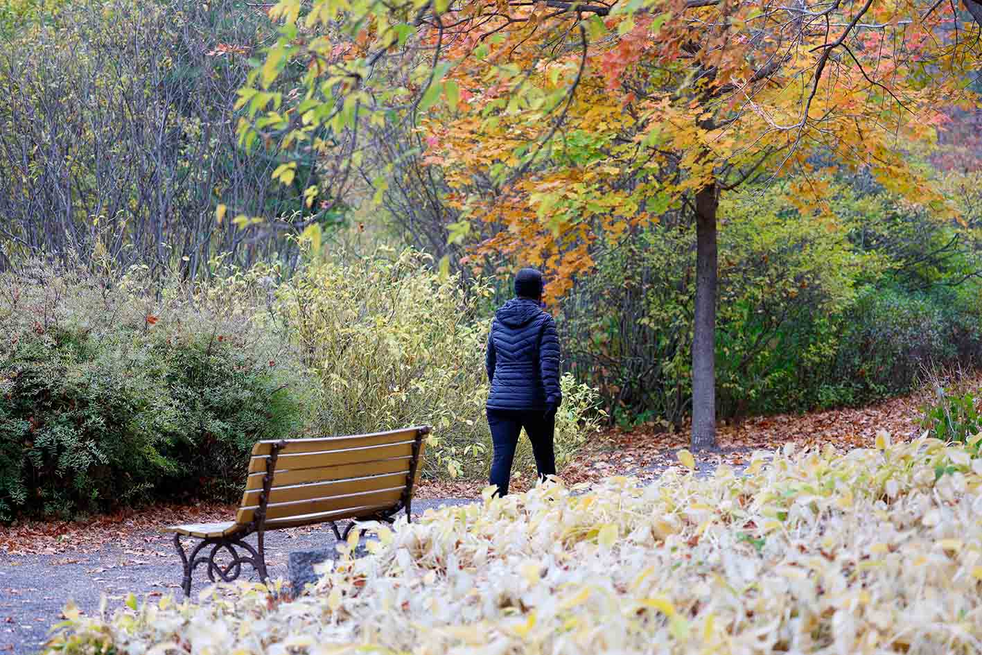 Γυναίκα περπατά στο πάρκο