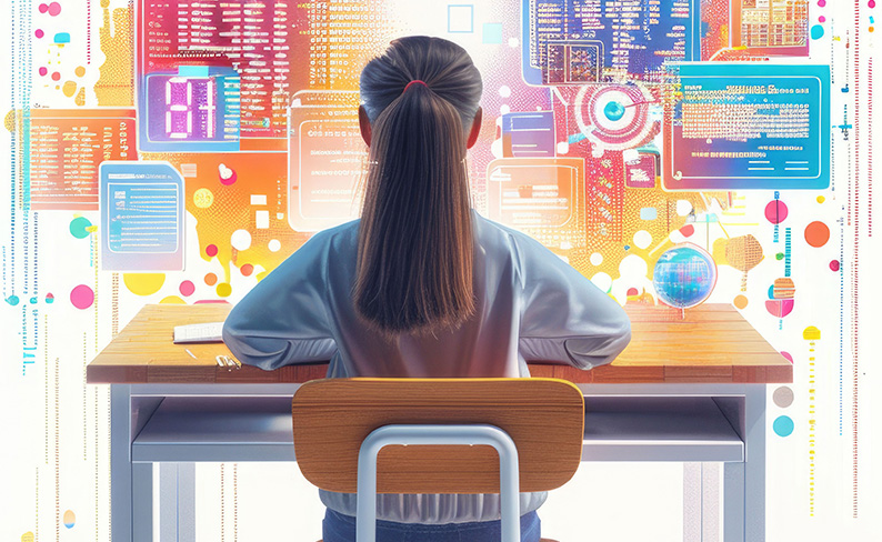 Παιδί ή ρομπότ βλέπει νέα τεχνολογίας οθόνη