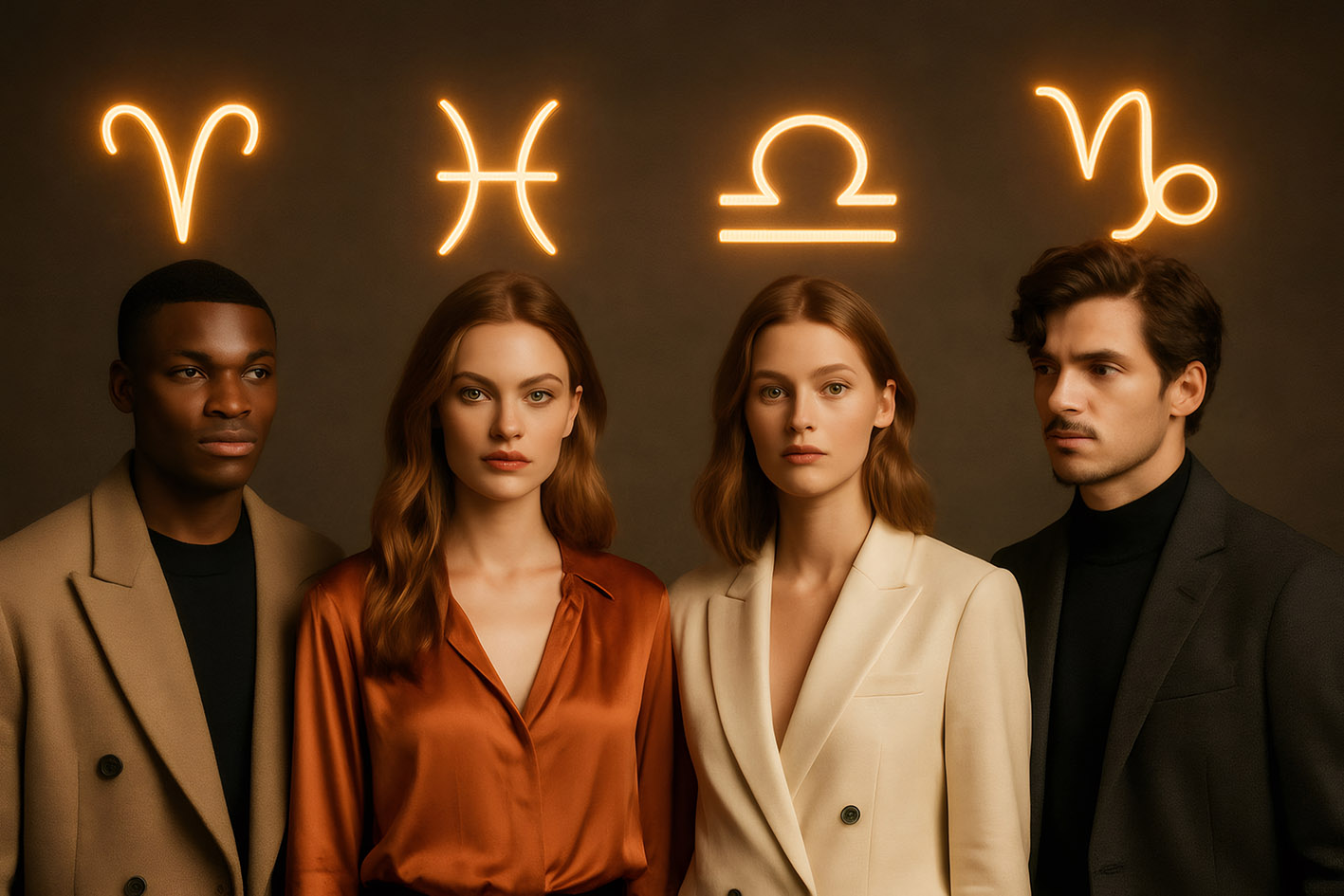 2 ζευγάρια με σήματα ζωδίων πίσω τους