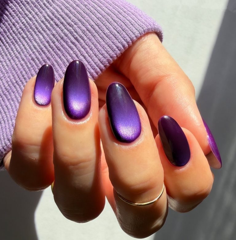 Μοβ cat eye μανικιούρ - press on