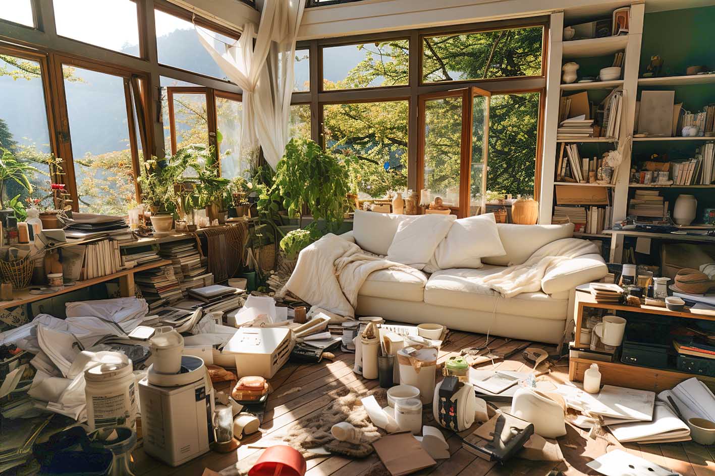 Δωμάτιο σαλόνι ακατάστατο