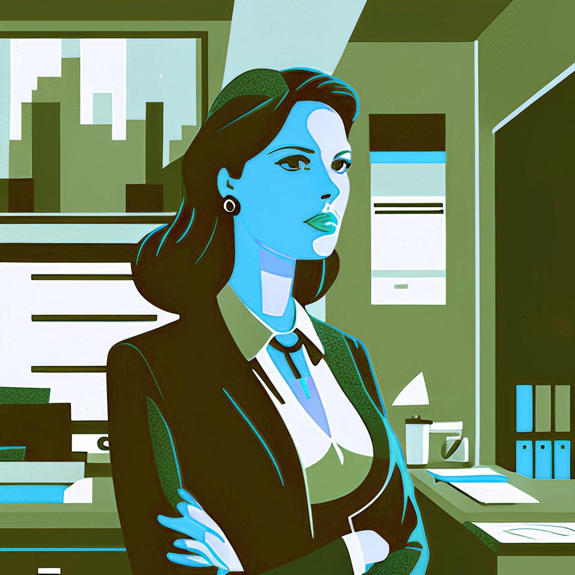 Γυναίκα στο γραφείο σκίτσο