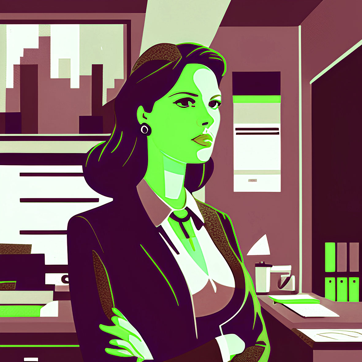 Γυναίκα στο γραφείο σκίτσο