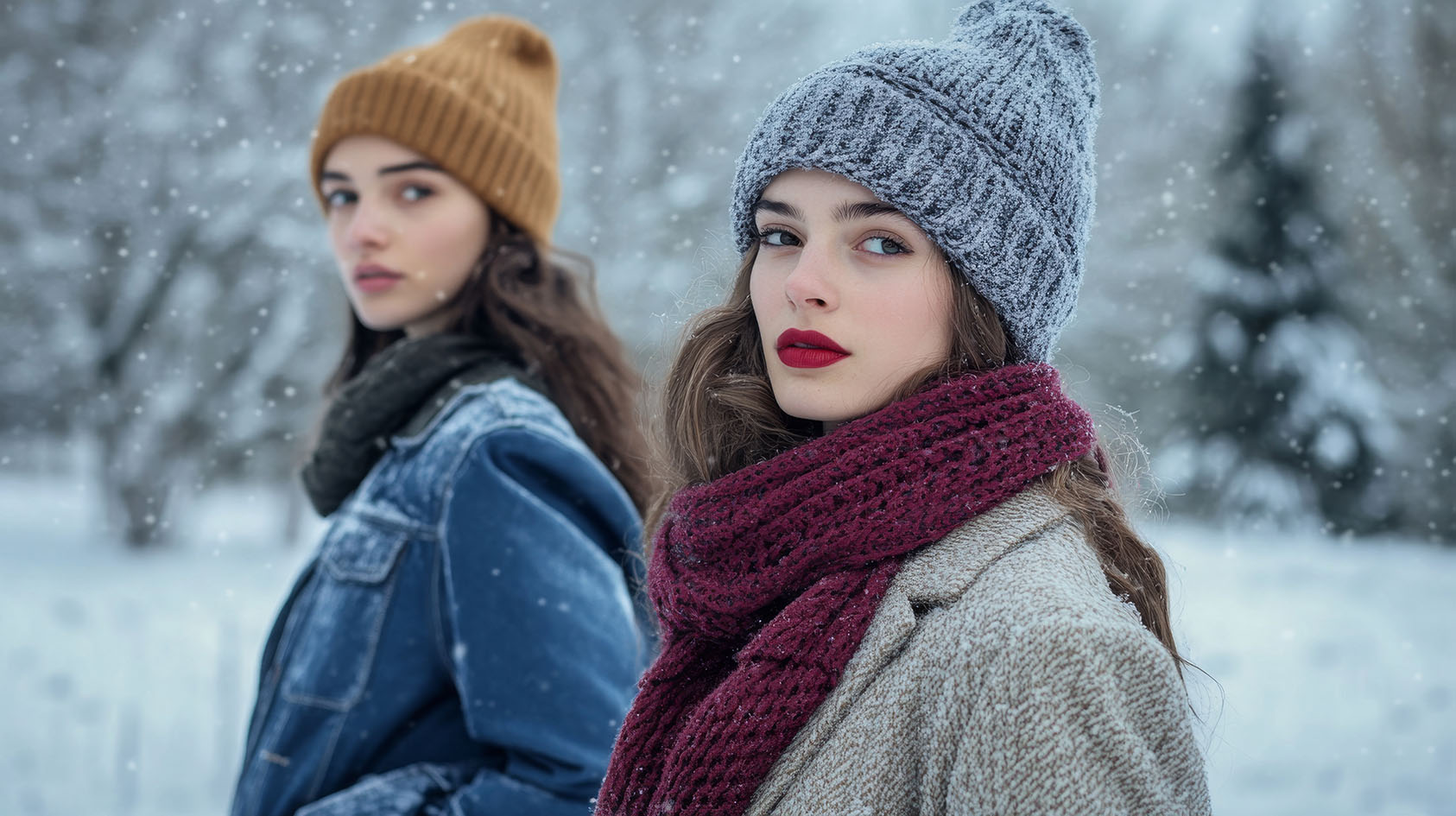 Φίλες στα χιόνια σοβαρές