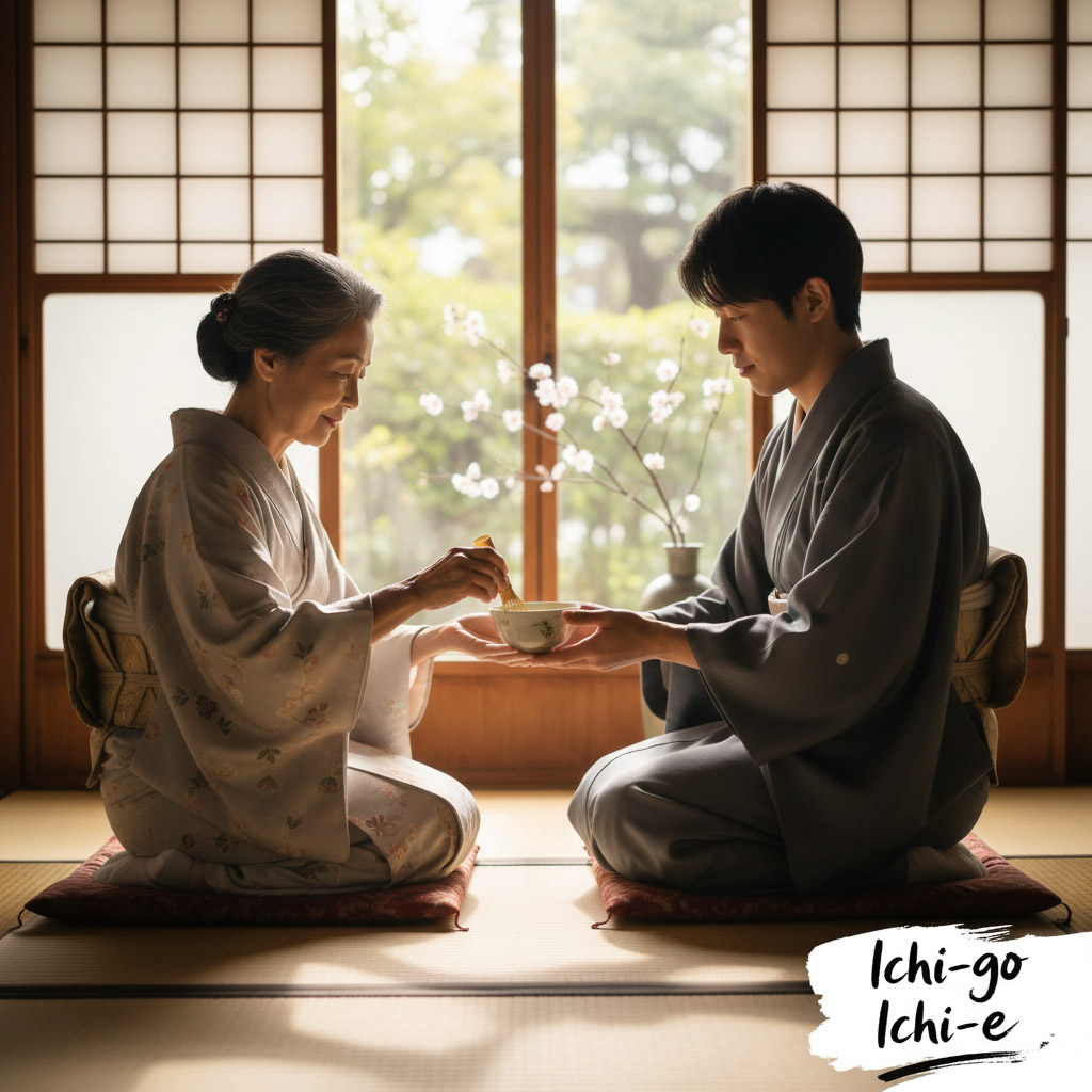 Ζευγάρι γιαπωνέζων πίνουν τσάι... τελετουργικά