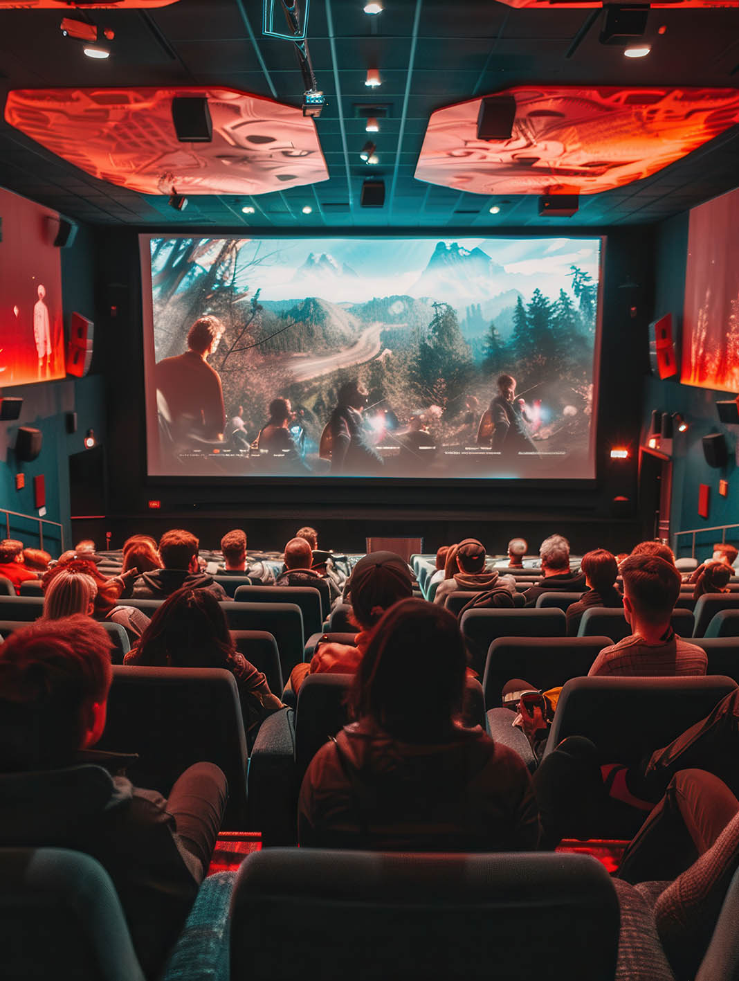 Κινηματογράφος κλειστός με κόσμο που παρακολουθεί ταινία