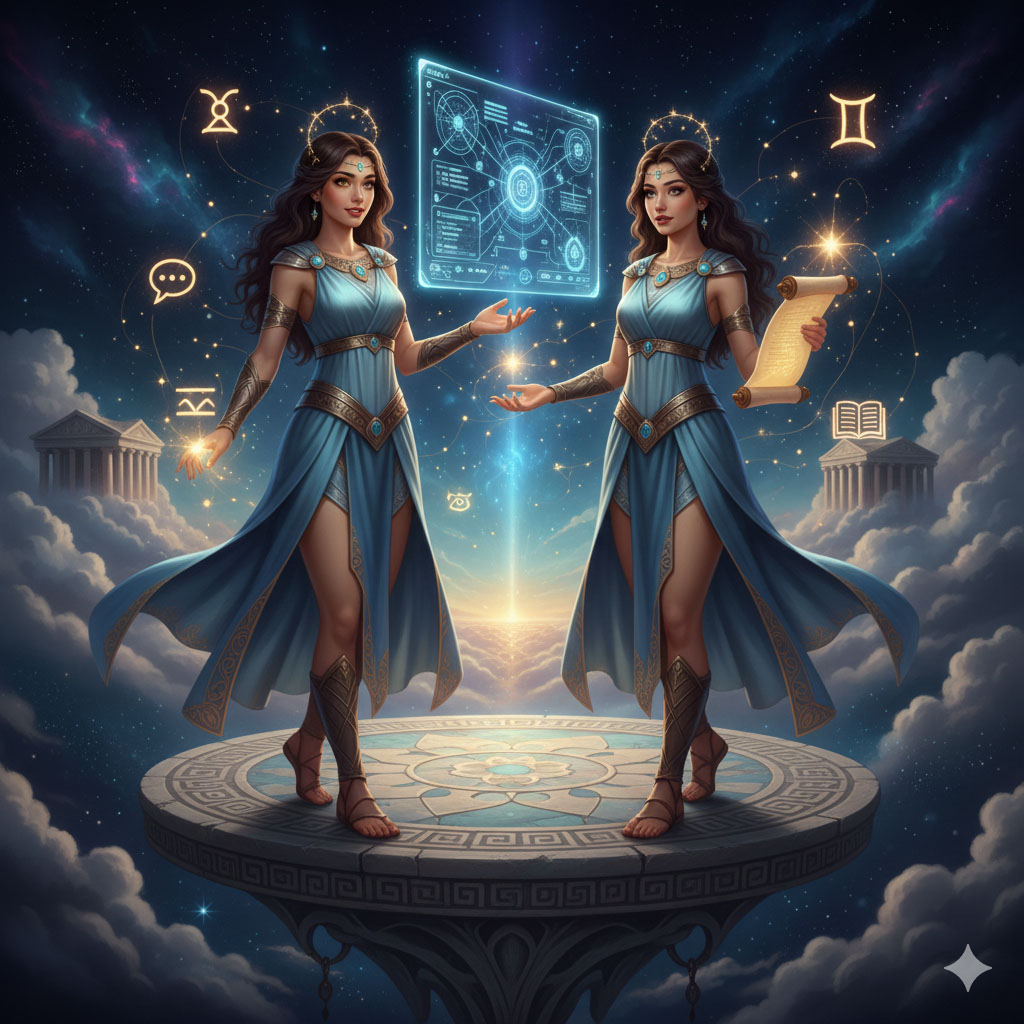 To ζώδιο των Διδύμων σε illu γυναίκας