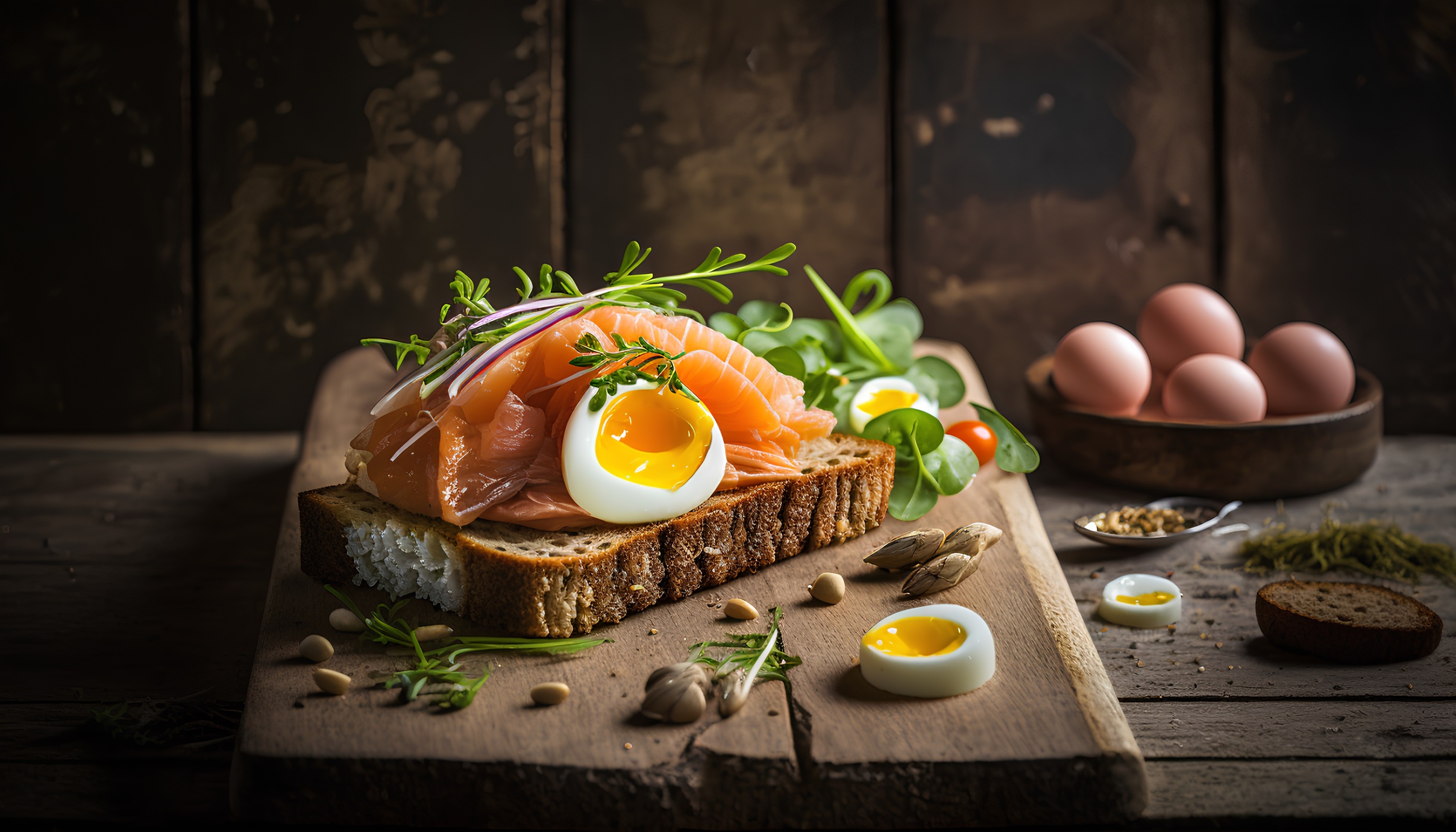 Σάντουιτς με αλατισμένο σολομό και αυγά