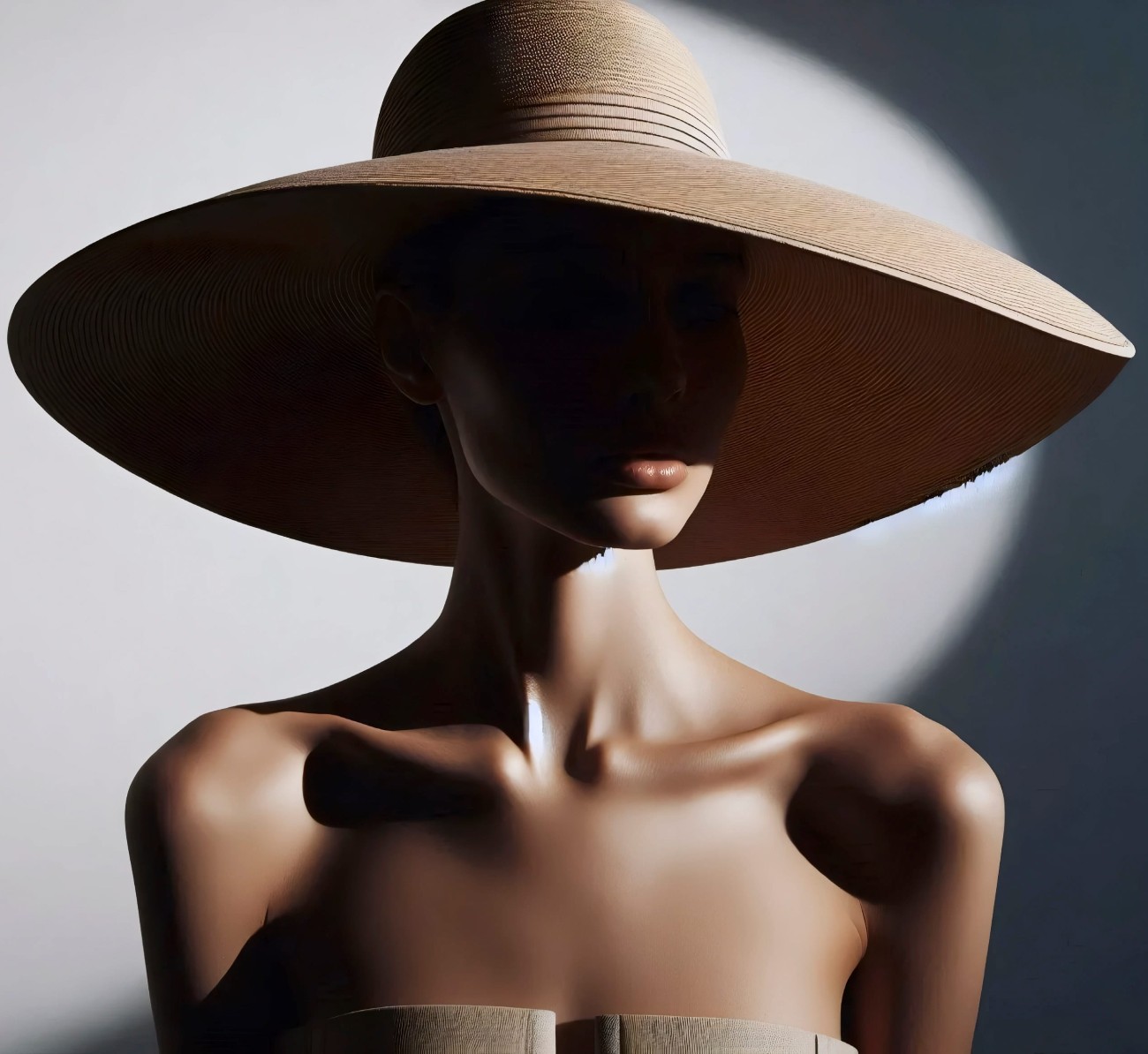 Γυναίκα με καπέλο που δεν φαίνονται τα χαρακτηριστικά της