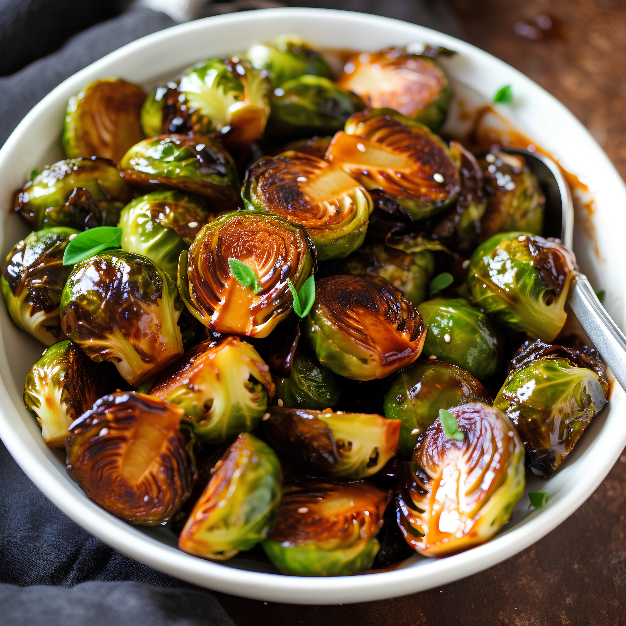 To λαχανικό για την προστασία της καρδιάς δεν είναι άλλο από τα λαχανάκια Βρυξελλών. Στη φωτογραφία συνταγή για ψητά λαχανάκια Βρυξελλών με θυμάρι σε λευκό μπολ