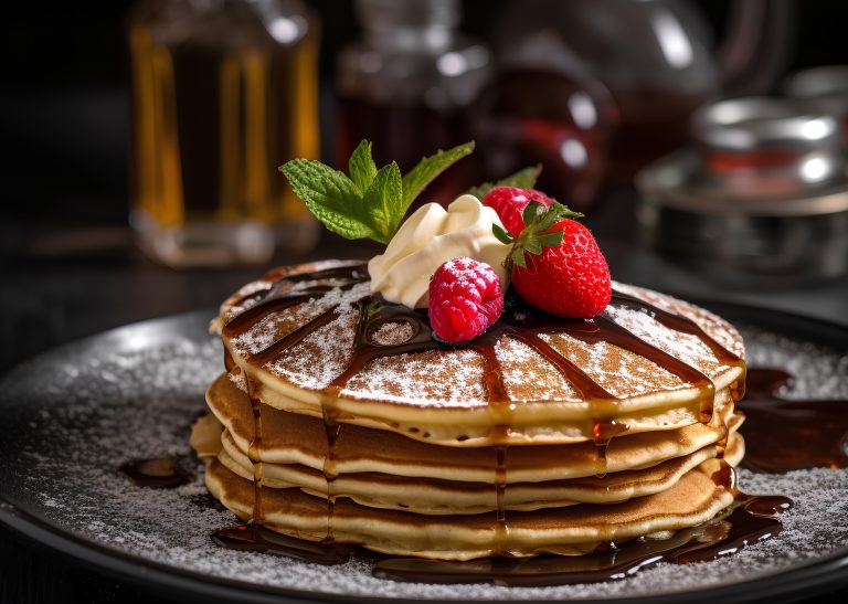 Τηγανίτες με μούρα και σιρόπι σφενδάμου