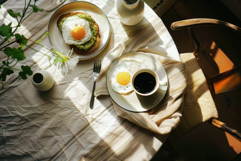 Πλούσιο πρωινό γεύμα, κοντινή φωτογραφία δημιουργημένη με τεχνητή νοημοσύνη.