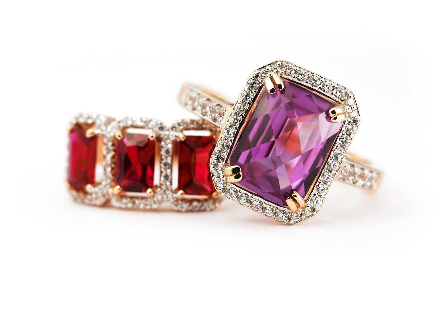 Δαχτυλίδι από αμέθυστο και ρουμπίνι για αρραβώνα