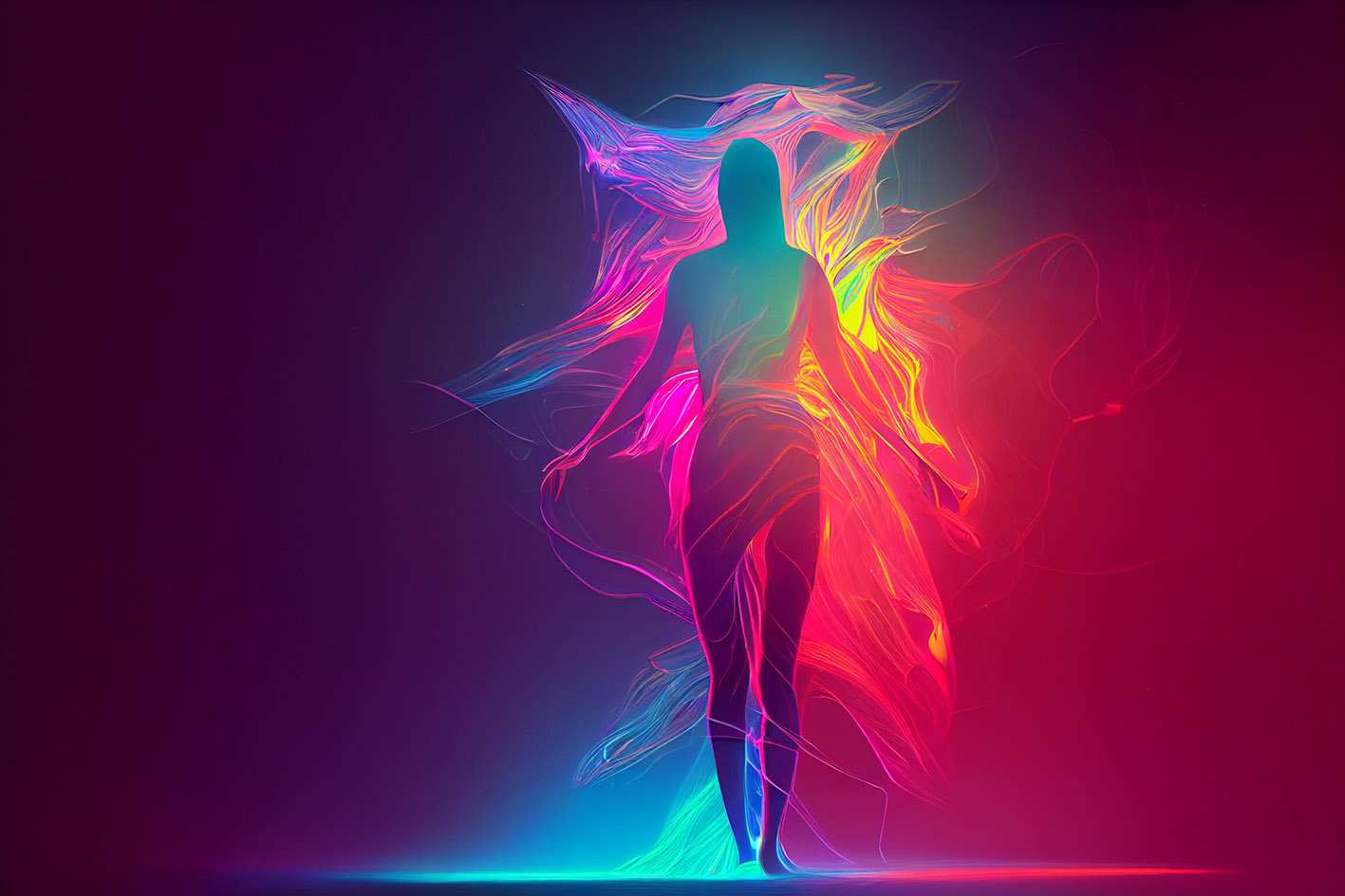 Τι σημαίνουν τα χρώματα της αύρας και πώς να την καθαρίσουμε. Στη φωτογραφία γυναίκα σκιά με χρώματα της αύρας γύρω της.