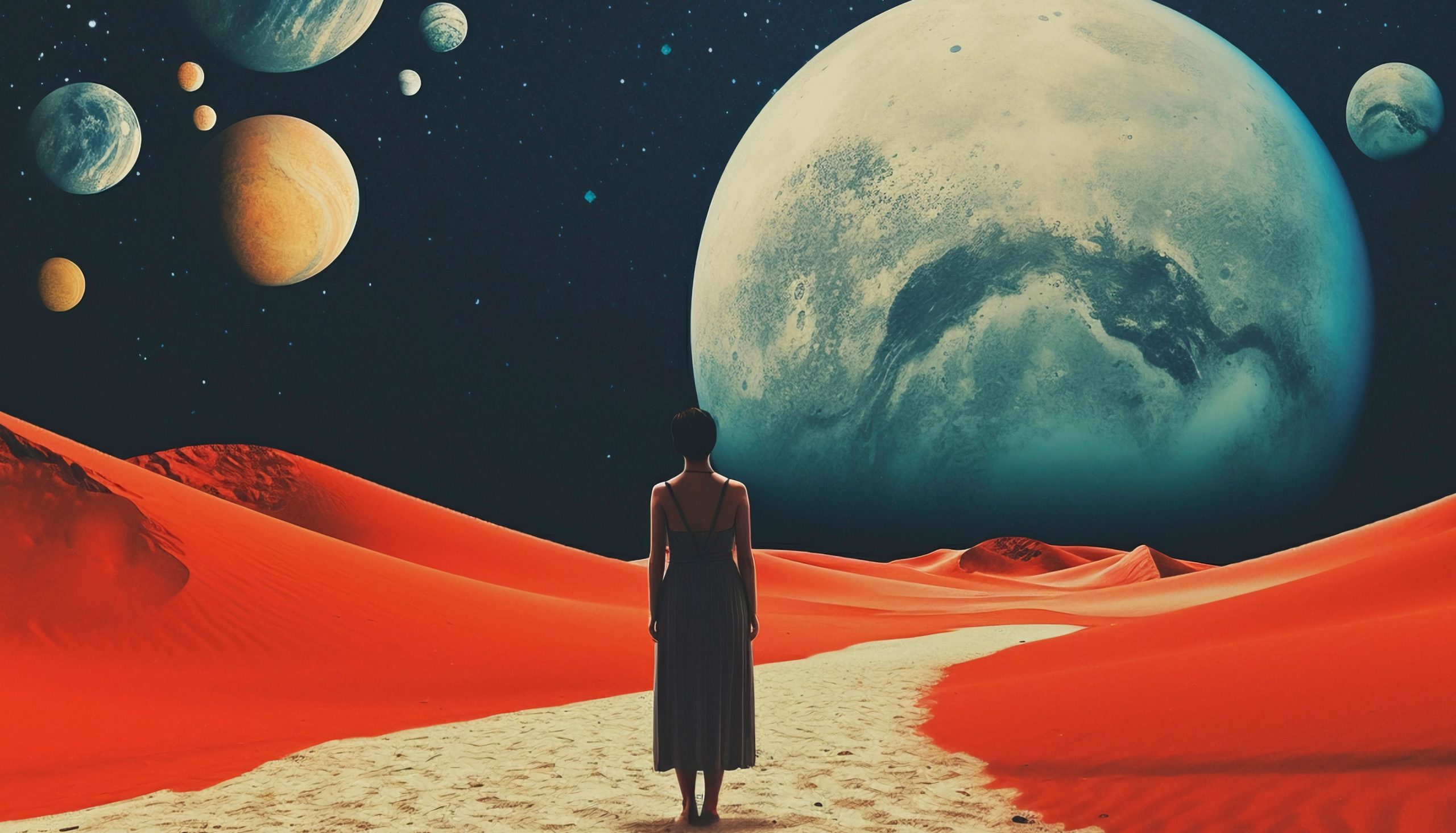 Ο ανάδρομος Ερμής και πώς επηρεάζει τα ζώδια. Στη φωτογραφία βλέπουμε γυναίκα και πλανήτες