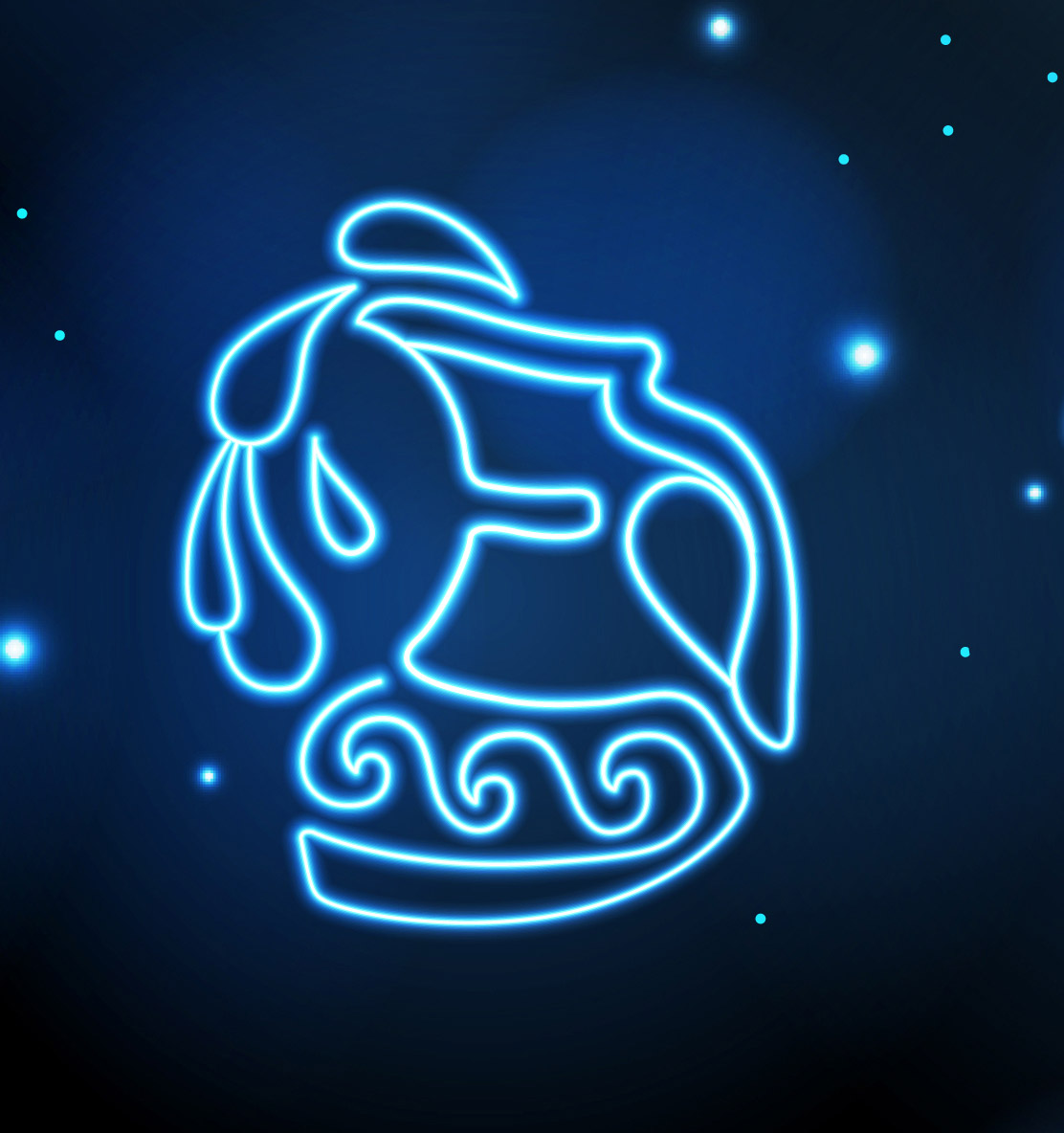 Ζώδια σήμερα Κυριακή 15 Φεβρουαρίου. Το ζώδιο του Υδροχόου σε neon σκίτσο. Το ζώδιο του Υδροχόου σε neon σκίτσο