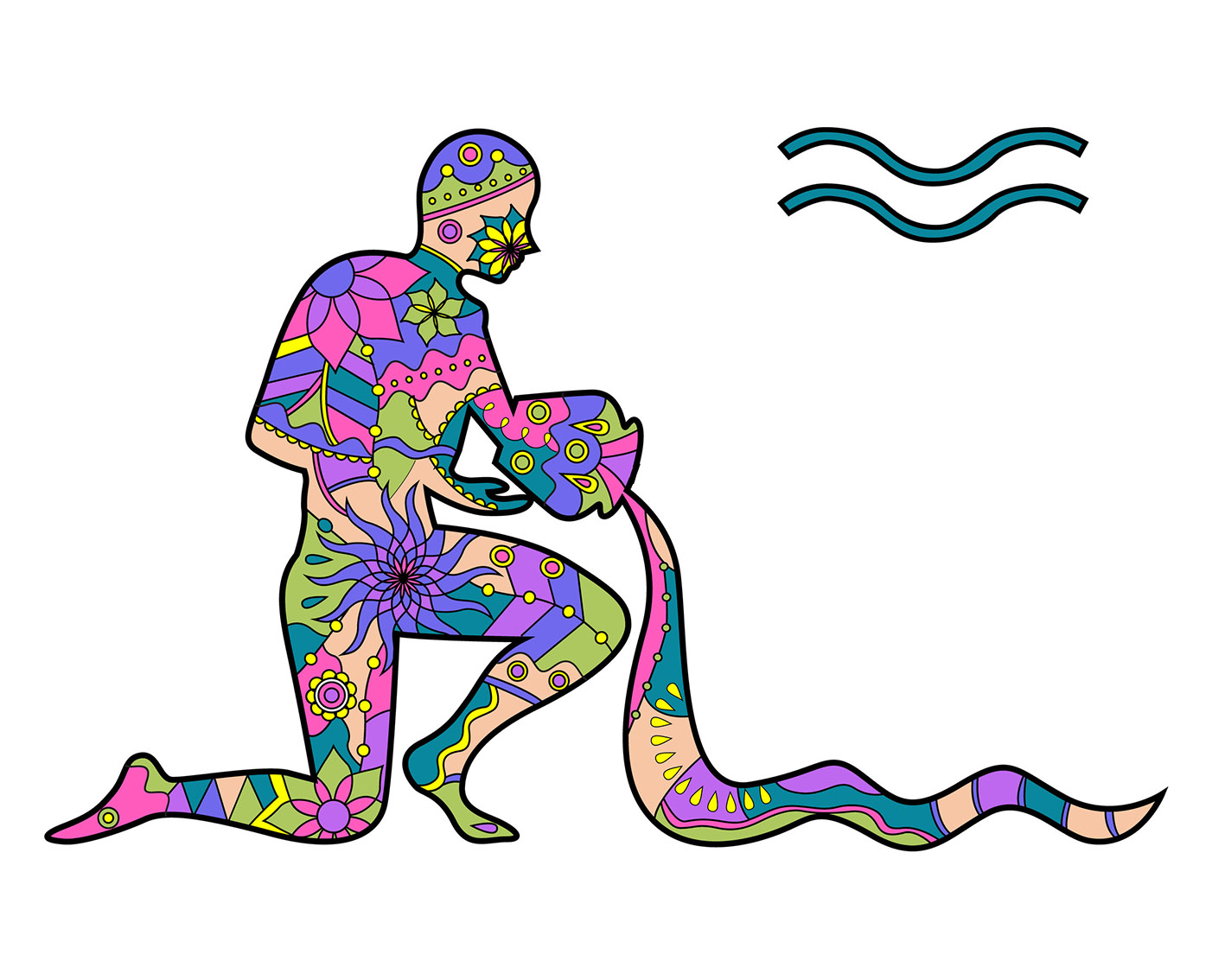 Το ζώδιο του Υδροχόου σε σκίτσο με χρώματα