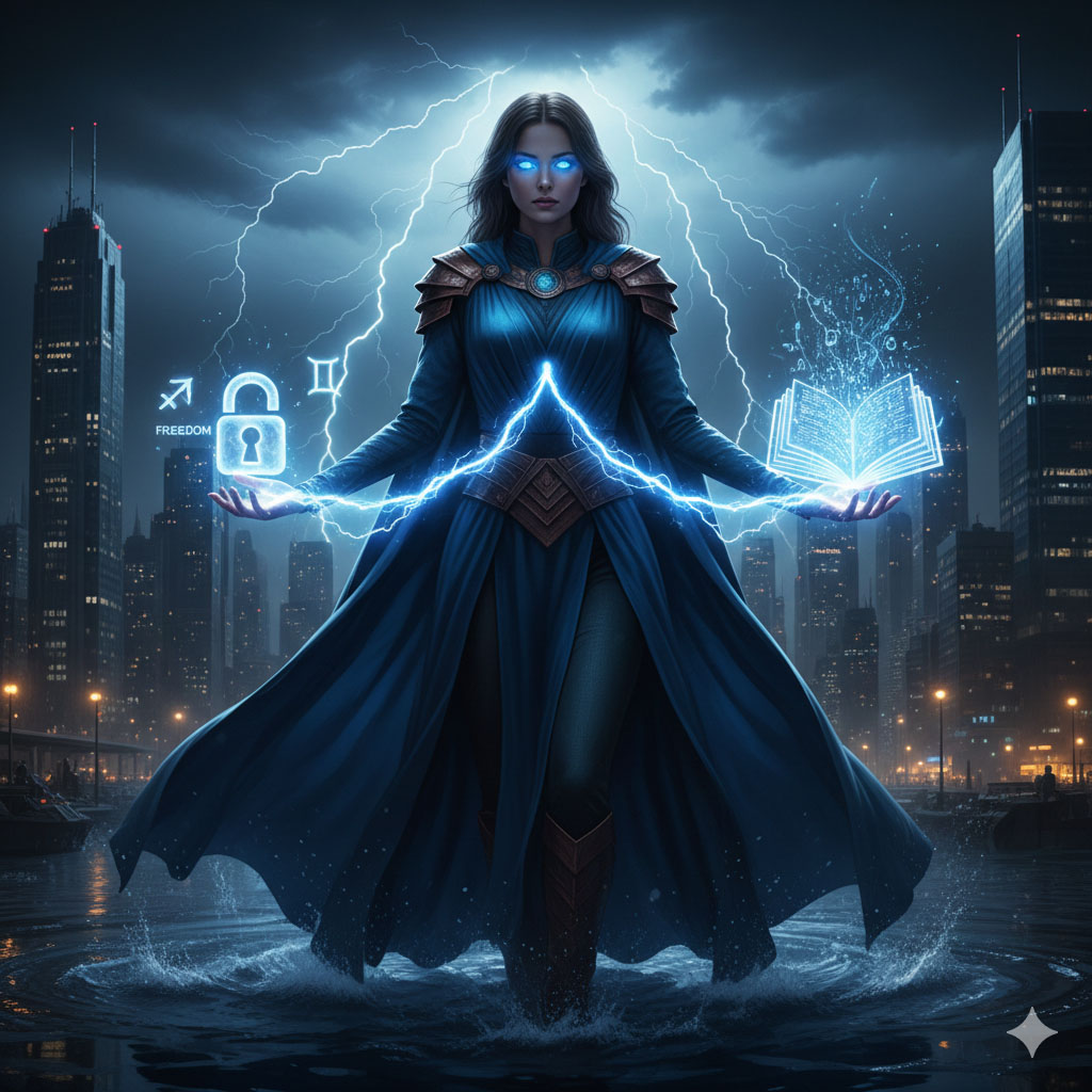 To ζώδιο του Υδροχόου σε illu γυναίκας