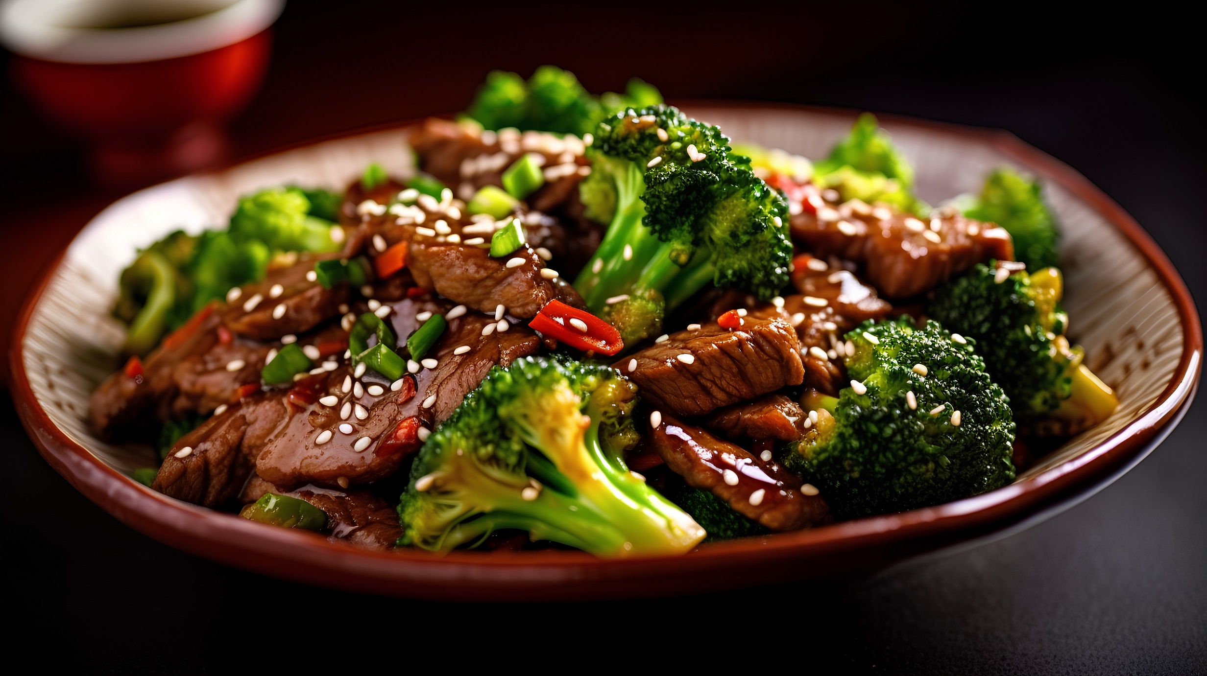 Τηγανητό μοσχάρι με μπρόκολο και σουσάμι