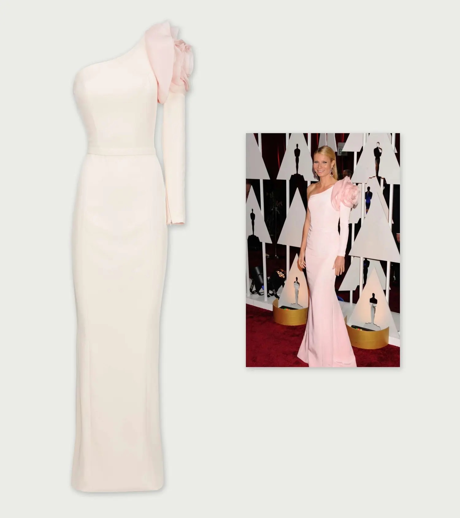 Ralph & Russo Τo φόρεμα που φόρεσε η Paltrow στα Οσκαρ 2015 σε ροζ χρώμα βγαίνει σε δημοπρασία από τον οίκο Junien's Auctions στις 24 και 25 Μαρτίου διαδικτυακά.