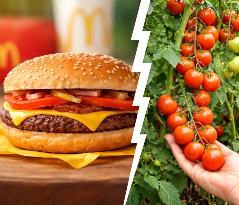 Burger του McDonald's και μία ντοματιά.