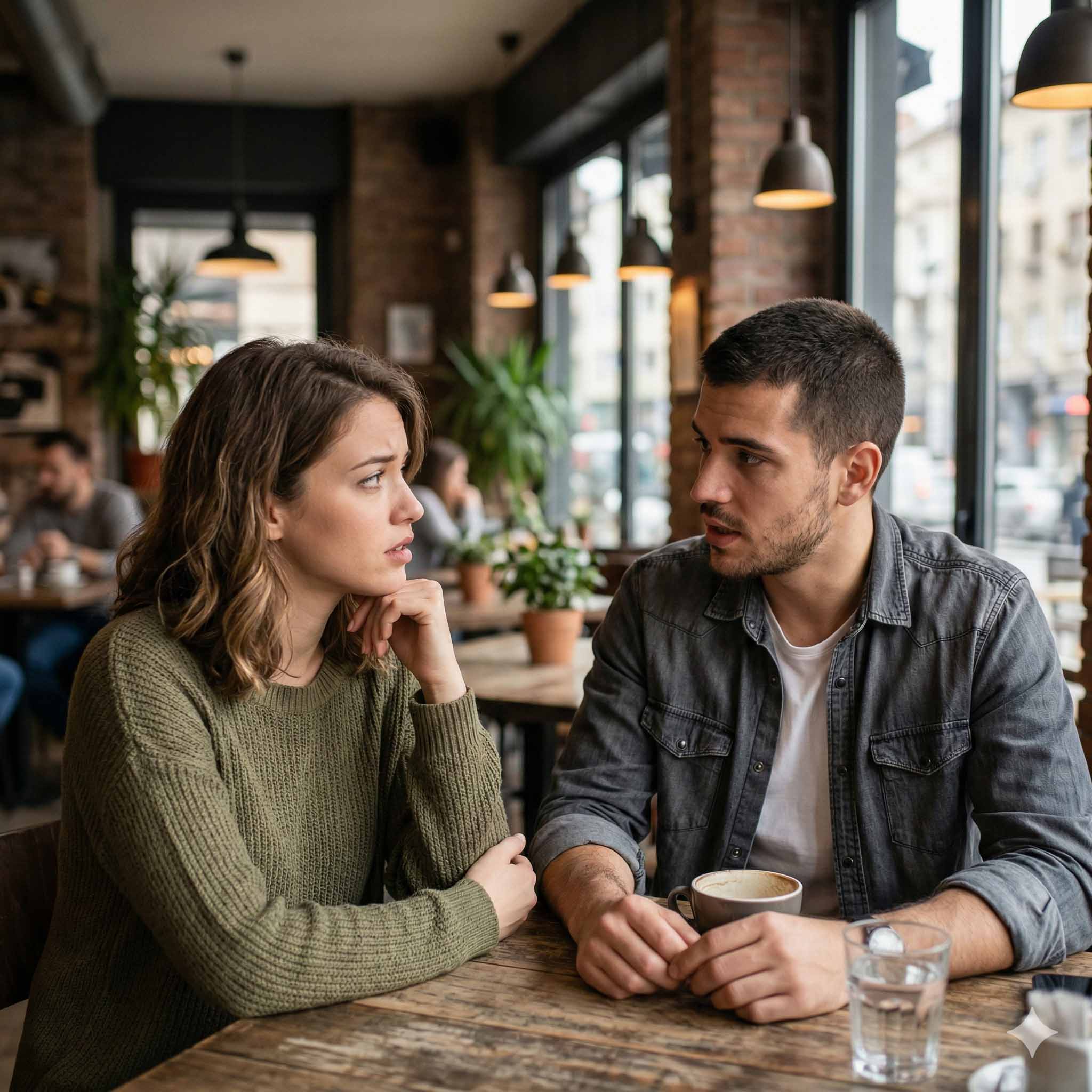 Ένα ζευγάρι που μιλά σοβαρά, αντιπροσωπεύοντας τη συζήτηση-σταθμό σε ένα situationship.