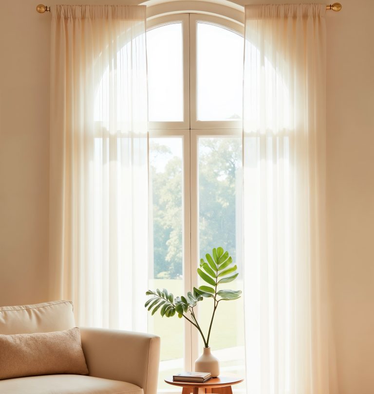 Λευκές κουρτίνες στο σαλόνι