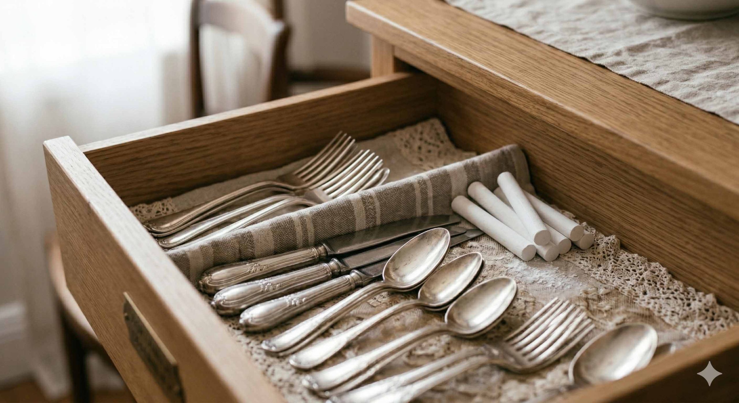 Προστατέψτε τα ασημικά και τα κοσμήματά σας με τη χρήση κιμωλίας για να μη μαυρίζουν.