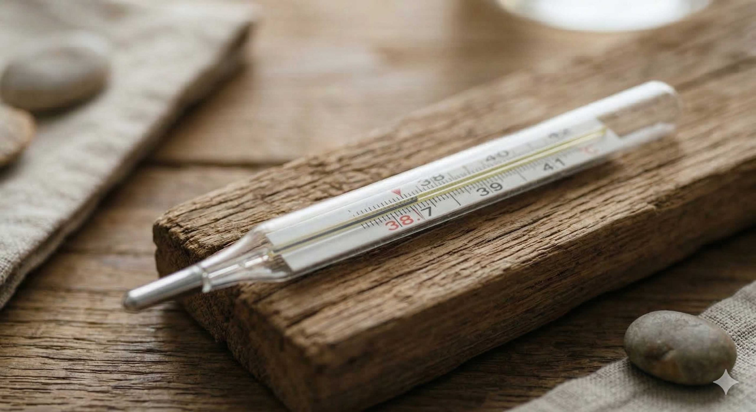 Θερμόμετρο ακουμπισμένο σε κομοδίνο