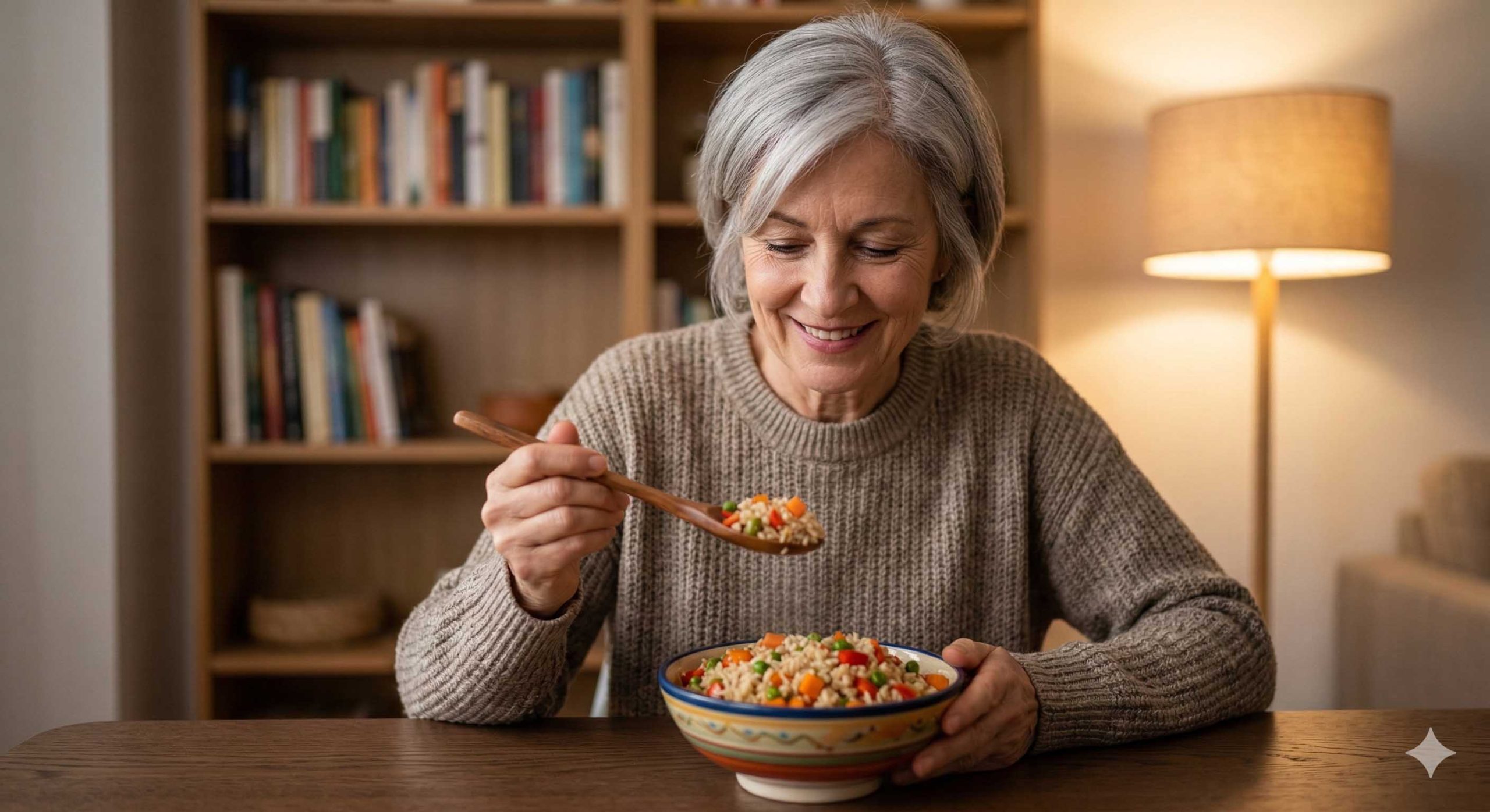 Γυναίκα τρώει υγιεινά για να αποφύγει τις καούρες.
