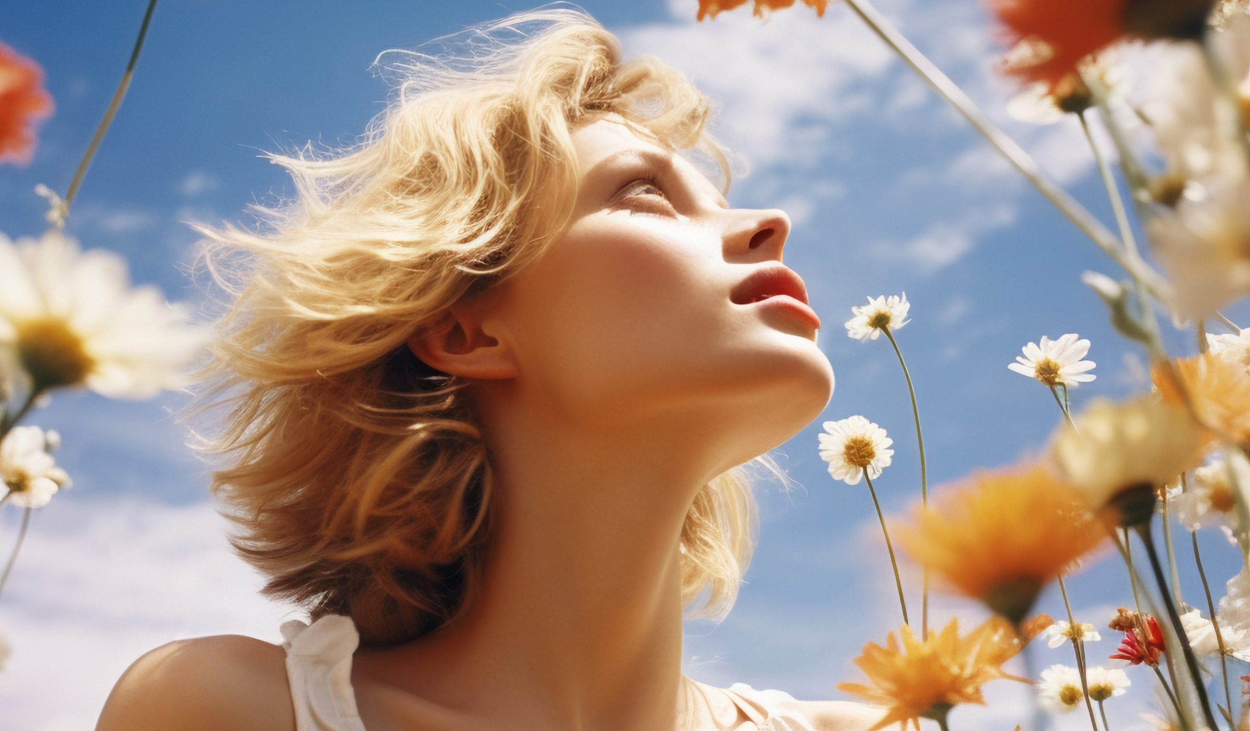 Νεαρή γυναίκα ανάμεσα σε λουλούδια