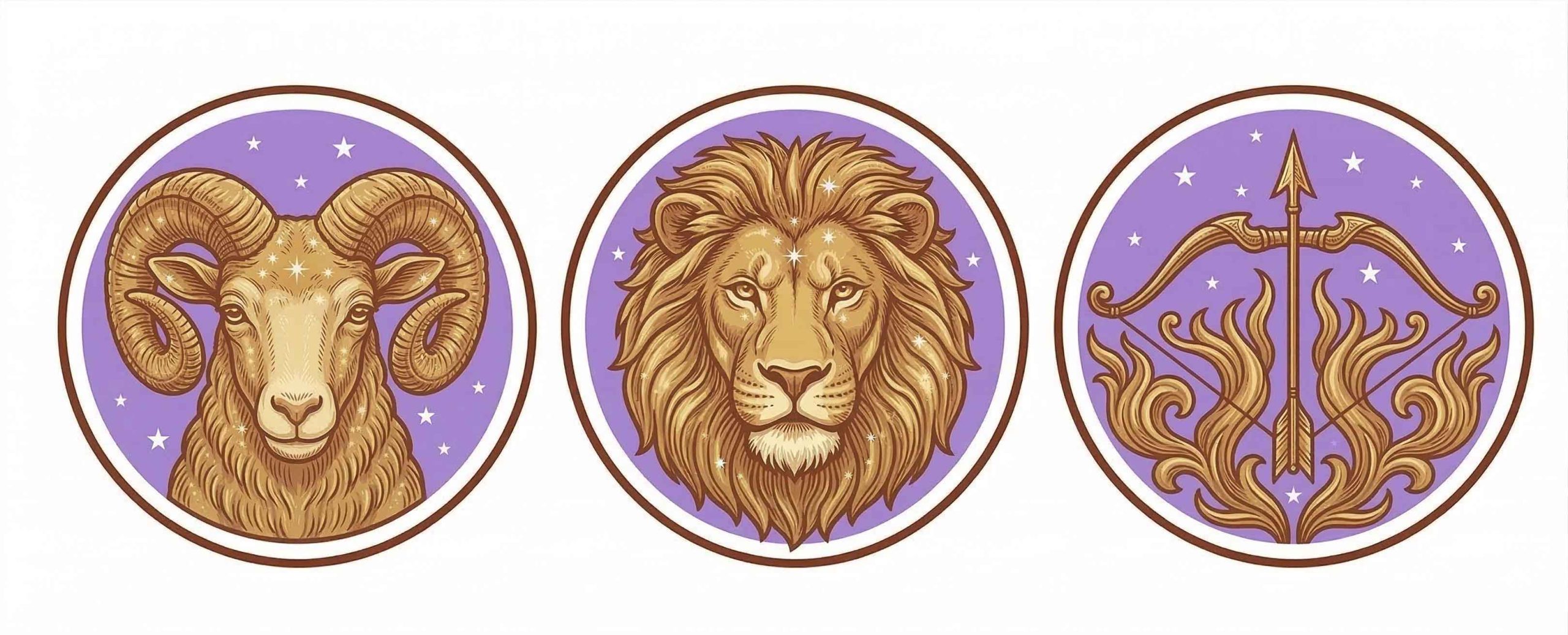 Τρία ζώδια Κριός Λέων Τοξότης