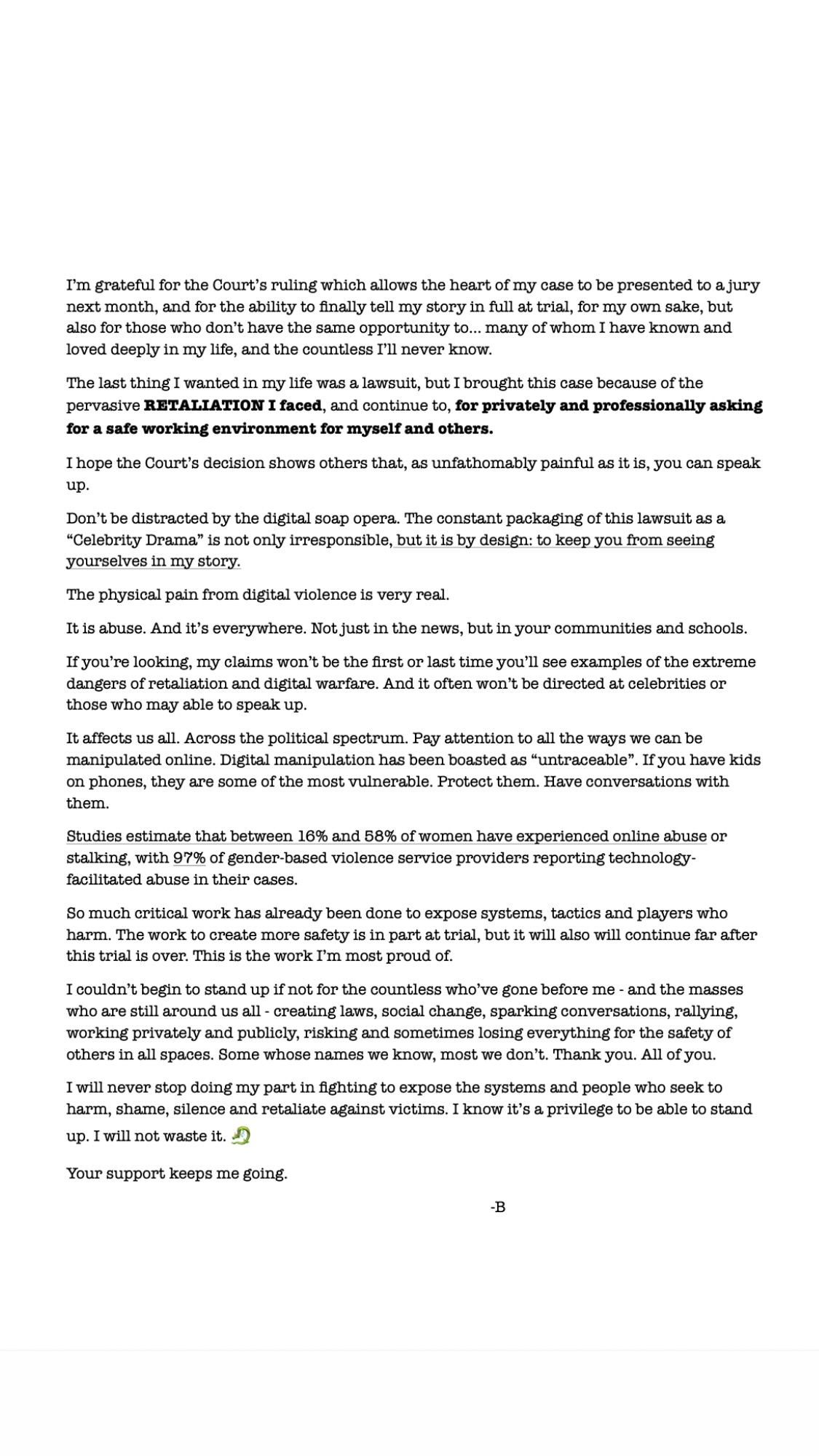 Η ανάρτηση της Blake Lively για την απόφαση του δικαστηρίου