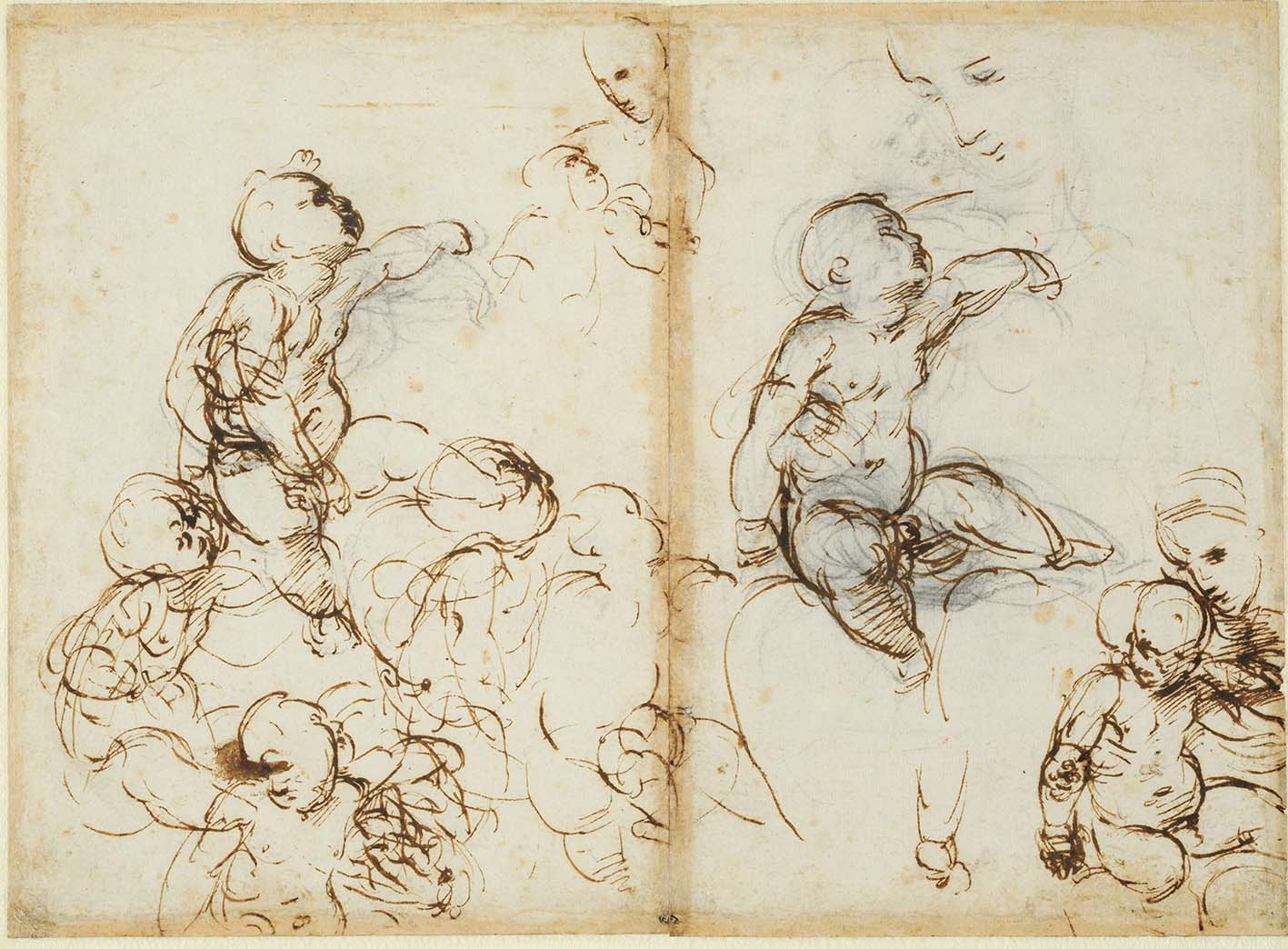 Σκίτσα με τα βρέφη της Παναγίας και του Βρέφους, ορθή, περίπου 1507-8