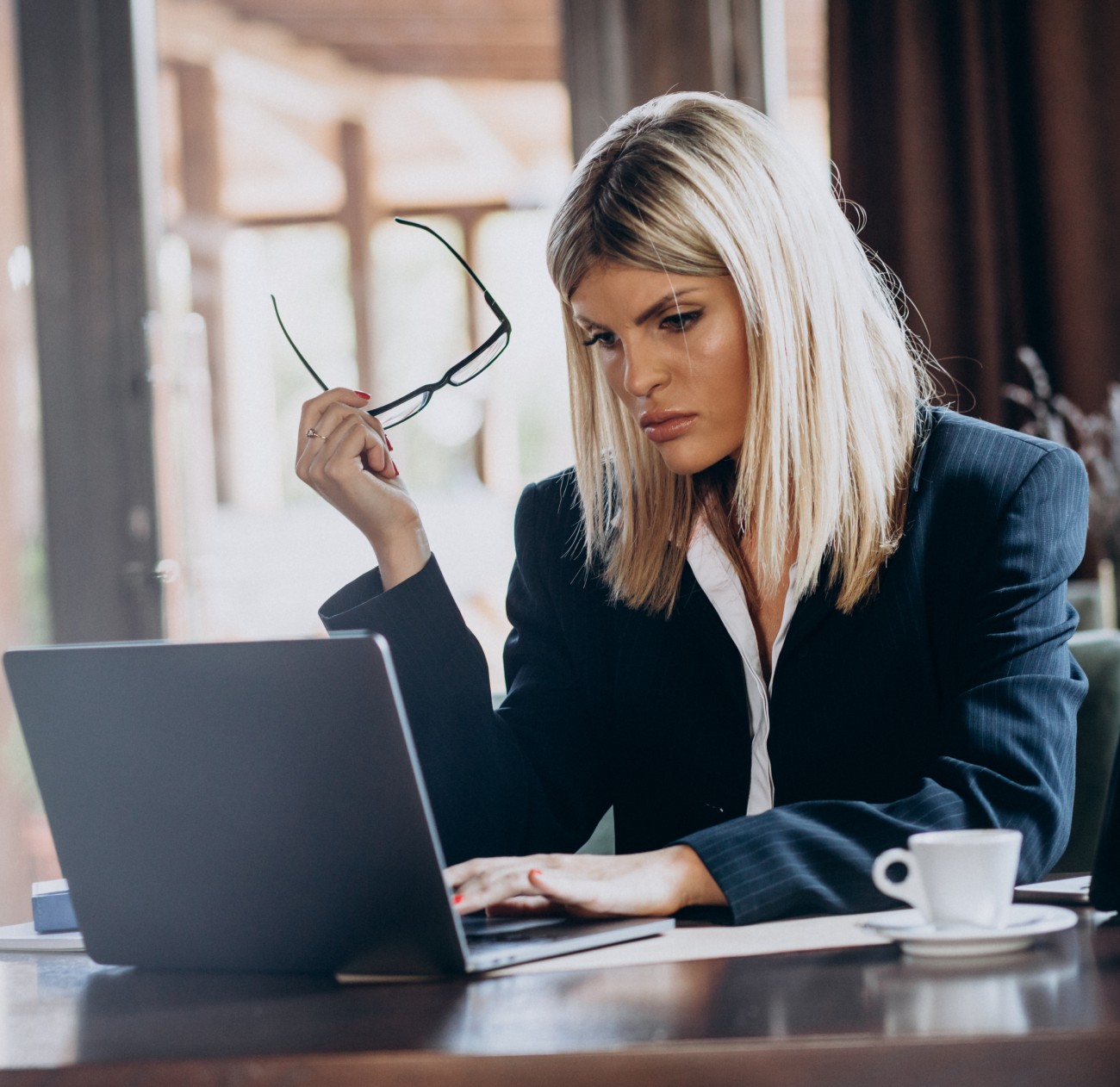 Γυναίκα αφεντικό σε γραφείο με το λαπτοπ της