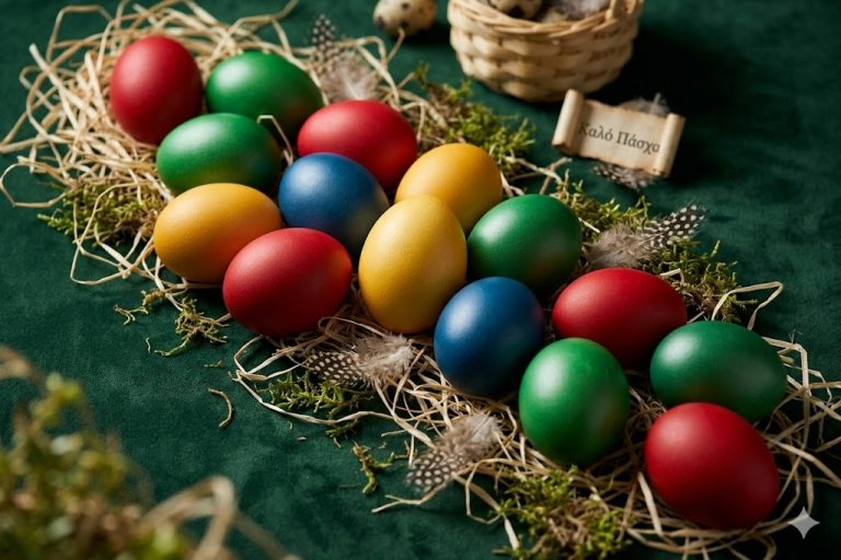 Καλό Πάσχα με πολύχρωμα αυγά.
