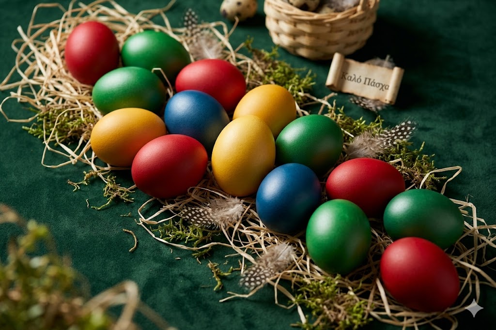 Καλό Πάσχα με πολύχρωμα αυγά.