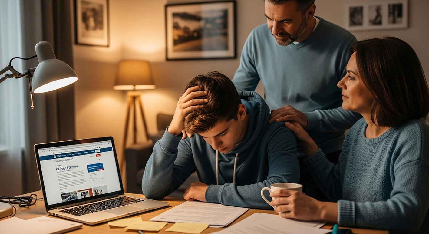 Γονείς στηρίζουντ τον γιο τους.
