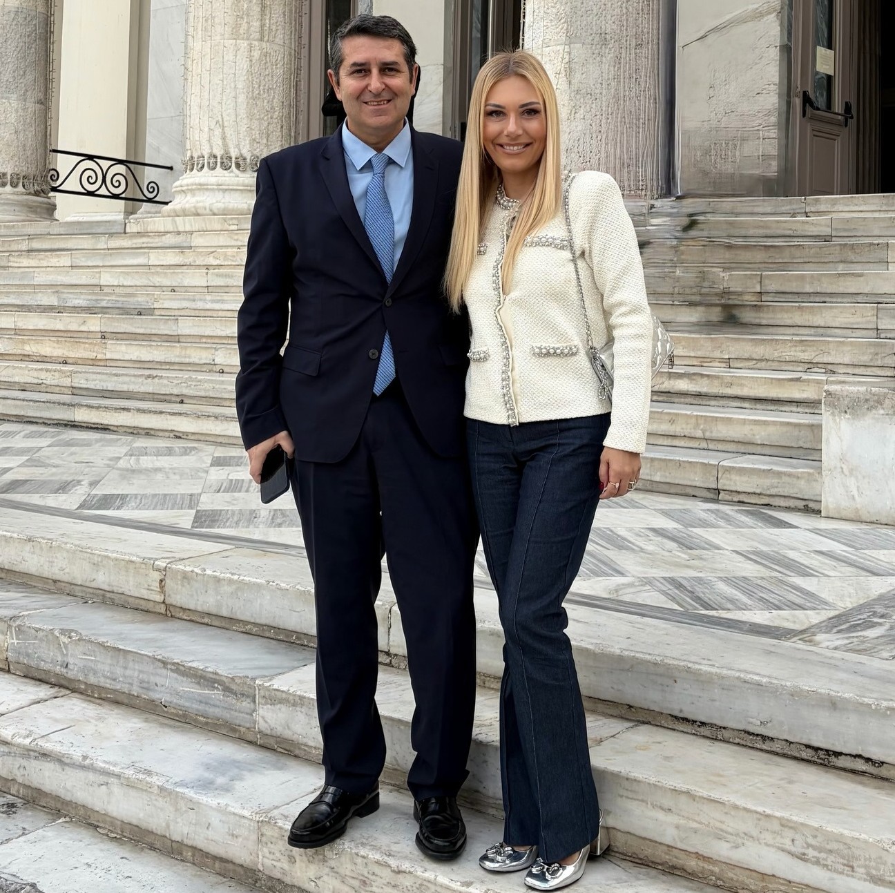 Η Τίνα Μεσσαροπούλου με τον σύζυγό της Γιώργο Μυλωνάκη